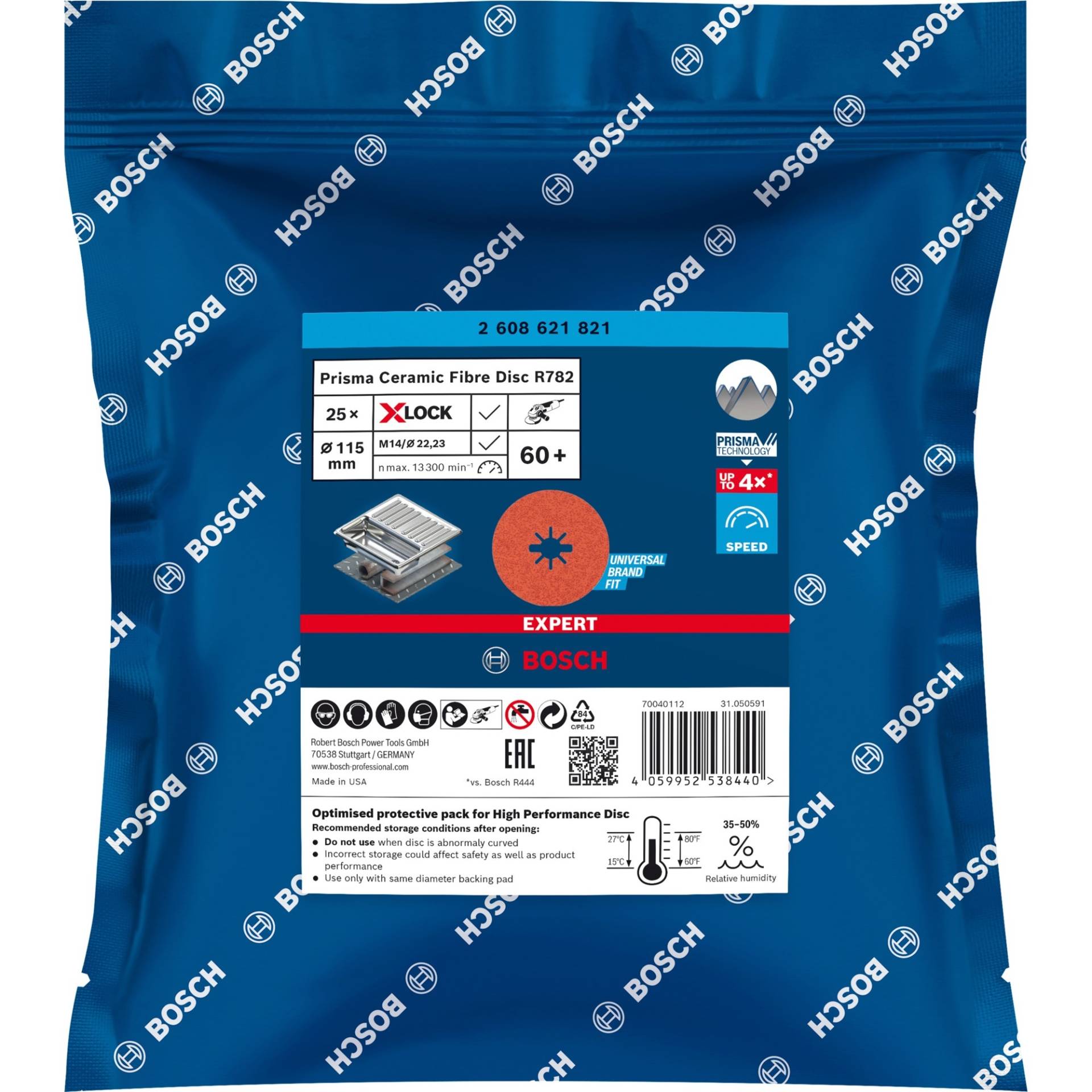 X-LOCK Expert R782 Prisma Ceramic Fiberschleifscheibe, Ø 115mm, K60 X-LOCK Expert R782 Prisma Ceramic Fiberschleifscheibe, Ø 115mm, K60 von Bosch