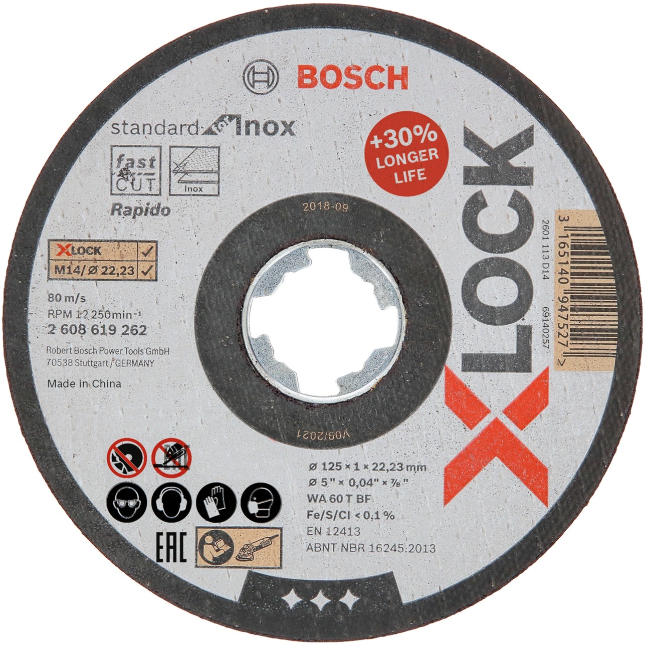 X-LOCK Trennscheibe Standard for Inox - Rapido, Ø 125mm von Bosch