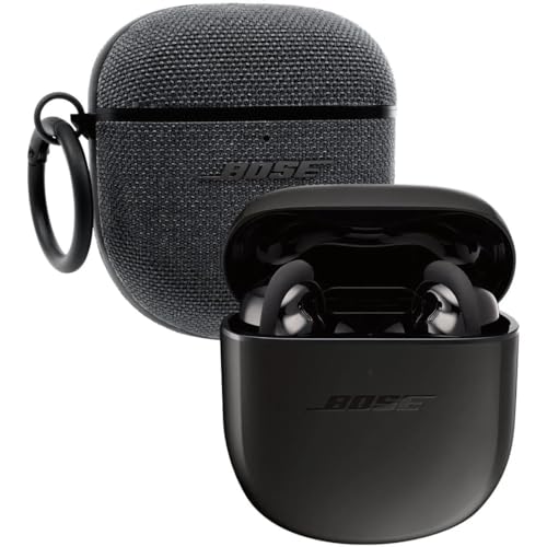 Bose QuietComfort Earbuds II Bundle mit textiler Hülle für Transportetui, kabellos, Bluetooth, weltweit Beste Noise-Cancelling In-Ear-Headphones mit personalisiertem Noise-Cancelling, Schwarz von Bose
