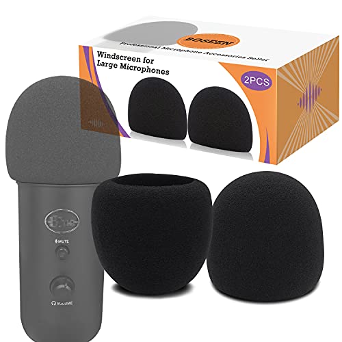 Foam Microphone Windscreen for Blue Yeti - Professional Pop Filter for 2.5 Inch Diameter Microphones Sponge Mic Cover 2Pcs von Boseen