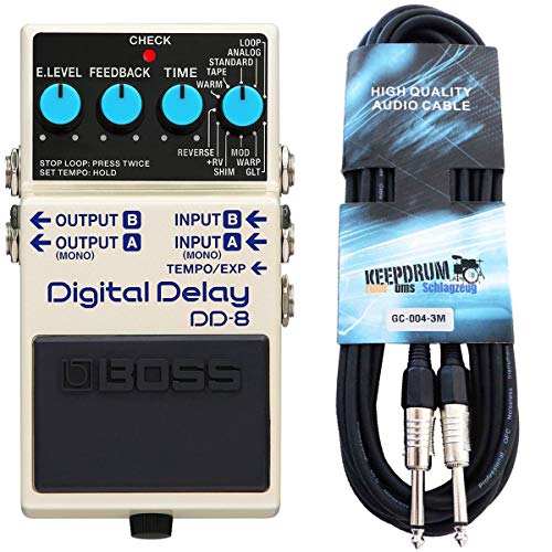 Boss DD-8 Digital Delay Effektgerät + keepdrum Gitarrenkabel 3m von Boss Guitar Equipment