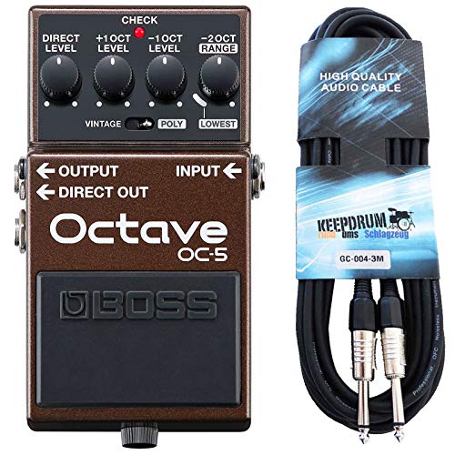 Boss OC-5 Oktave Pedal Effektgerät + keepdrum Gitarrenkabel von Boss Guitar Equipment