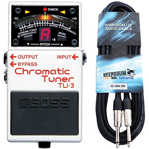 Boss TU-3 Stimmgerät chromatisch Pedal-Tuner + keepdrum Klinken-Kabel 3m von BOSS