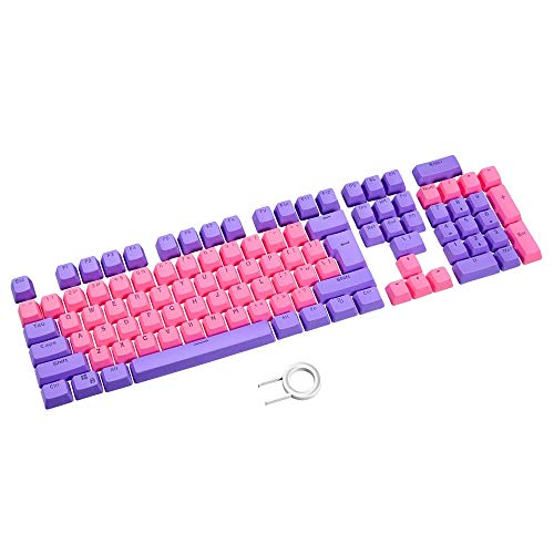Bossi 104 Mechanische Tastaturkappen, lila und rosa Hintergrundbeleuchtung, Tastenkappen für MX mechanische Tastaturen, OEM-Profil (lila Tastenkappen + rosa Tastenkappen) von Bossi