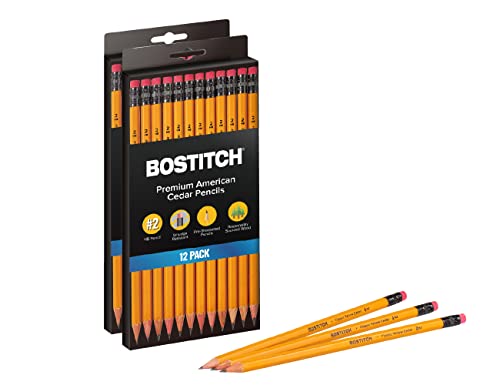 Bostitch Office Premium #2 Bleistifte, amerikanisches Zedernholz, vorgespitzt, HB Graphit, 24er-Pack (BACP12Y-2PK) von Bostitch