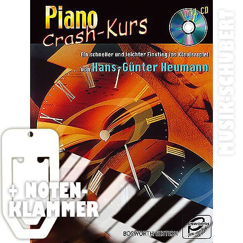 Piano Crash-Kurs (+CD) inkl. praktischer Notenklammer - ein schneller und leichter Einstieg ins Klavierspiel für pure Anfänger oder Wiedereinsteiger mit aufklebbaren Tastenstickern für die rechte und linke Hand (Taschenbuch) von Hans-Günter Heumann (Noten/Sheetmusic) von Bosworth Edition