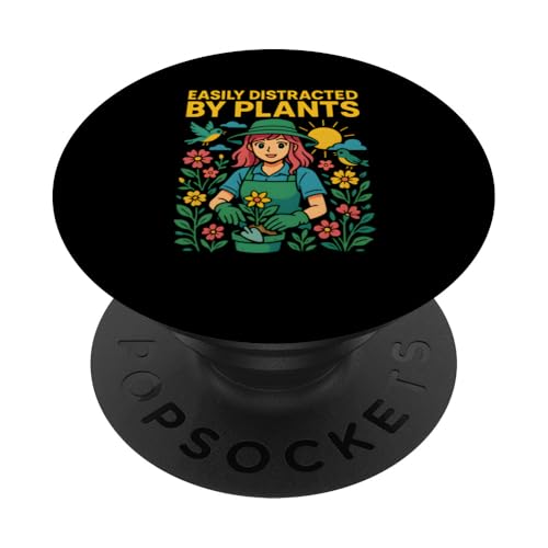 Gardening Easily Distracted By Plants Boho Women Floral PopSockets Klebender PopGrip von Botanical Bliss - Vintage Gardening Apparel