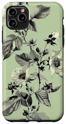 Hülle für iPhone 11 Pro Max Wildblumen-Olivgrün von Botanical Floral Pattern