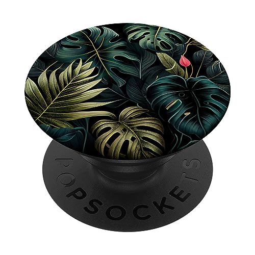 Grüne botanische Dschungel Wildblätter PopSockets Klebender PopGrip Grüne botanische Dschungel Wildblätter PopSockets Klebender PopGrip von Botanical Merch