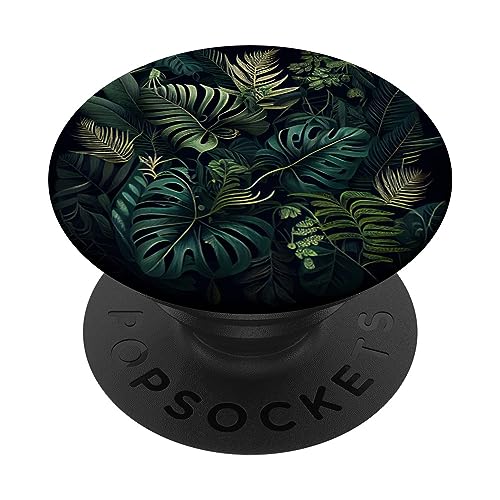 Grüner botanischer Dschungel Wildblätter PopSockets Klebender PopGrip Grüner botanischer Dschungel Wildblätter PopSockets Klebender PopGrip von Botanical Merch