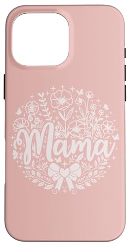 Baby Pink Heart Mama Schleife Minimalistisch Floral Wildflower Mama Hülle für iPhone 16 Pro Max von Botanical Wildflower Mama Mothers Day Gifts Co.