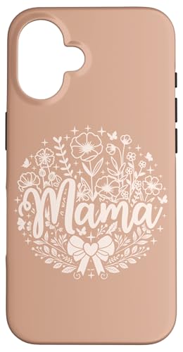 Beige Sand Herz Mama Schleife Minimalistisch Floral Wildflower Mama Hülle für iPhone 16 von Botanical Wildflower Mama Mothers Day Gifts Co.