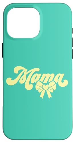 Blaugrün Beige Herz Mama Schleife Minimalistisch Floral Wildflower Mama Hülle für iPhone 16 Pro Max von Botanical Wildflower Mama Mothers Day Gifts Co.