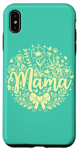Blaugrün Beige Herz Mama Schleife Minimalistisch Floral Wildflower Mama Hülle für iPhone XS Max von Botanical Wildflower Mama Mothers Day Gifts Co.