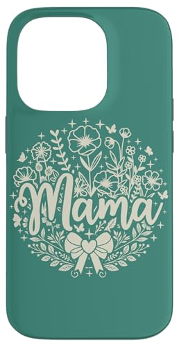 Blaugrün Herz Mama Schleife Minimalistisch Floral Wildflower Teal Mama Hülle für iPhone 14 Pro von Botanical Wildflower Mama Mothers Day Gifts Co.