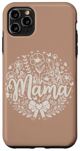 Dunkler Sand Beige Herz Mama Schleife Minimalistisch Floral Wildflower Hülle für iPhone 11 Pro Max von Botanical Wildflower Mama Mothers Day Gifts Co.