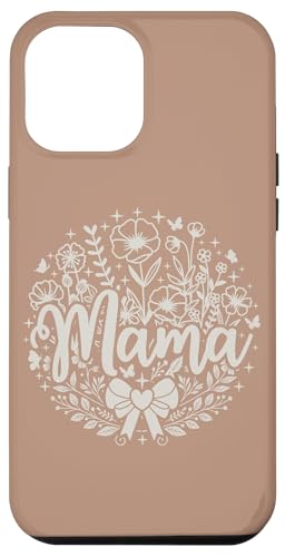 Dunkler Sand Beige Herz Mama Schleife Minimalistisch Floral Wildflower Hülle für iPhone 12 Pro Max von Botanical Wildflower Mama Mothers Day Gifts Co.
