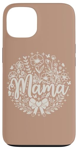 Dunkler Sand Beige Herz Mama Schleife Minimalistisch Floral Wildflower Hülle für iPhone 13 von Botanical Wildflower Mama Mothers Day Gifts Co.