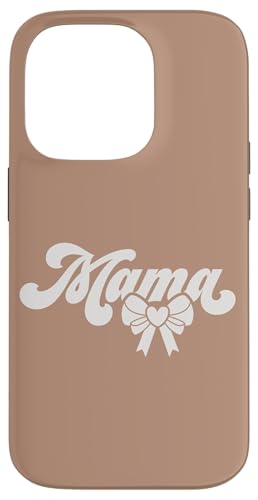 Dunkler Sand Beige Herz Mama Schleife Minimalistisch Floral Wildflower Hülle für iPhone 14 Pro von Botanical Wildflower Mama Mothers Day Gifts Co.
