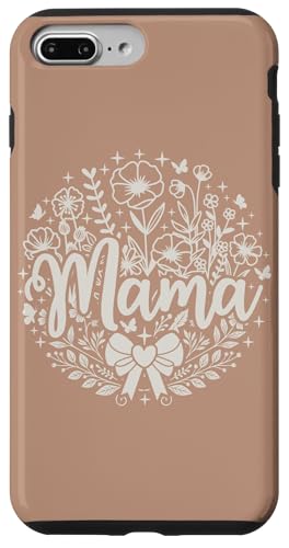 Dunkler Sand Beige Herz Mama Schleife Minimalistisch Floral Wildflower Hülle für iPhone 7 Plus/8 Plus von Botanical Wildflower Mama Mothers Day Gifts Co.