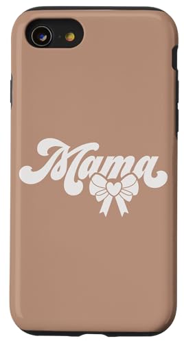 Dunkler Sand Beige Herz Mama Schleife Minimalistisch Floral Wildflower Hülle für iPhone SE (2020) / 7 / 8 von Botanical Wildflower Mama Mothers Day Gifts Co.