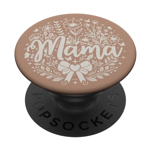 Dunkler Sand Beige Herz Mama Schleife Minimalistisch Floral Wildflower PopSockets Klebender PopGrip Dunkler Sand Beige Herz Mama Schleife Minimalistisch Floral Wildflower PopSockets Klebender PopGrip von Botanical Wildflower Mama Mothers Day Gifts Co.