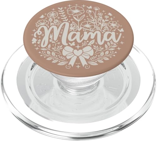 Dunkler Sand Beige Herz Mama Schleife Minimalistisch Floral Wildflower PopSockets PopGrip für MagSafe Dunkler Sand Beige Herz Mama Schleife Minimalistisch Floral Wildflower PopSockets PopGrip für MagSafe von Botanical Wildflower Mama Mothers Day Gifts Co.