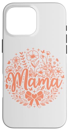 Hellrosa Pfirsichherz Mama Schleife Minimalistisch Floral Wildflower Hülle für iPhone 16 Pro Max von Botanical Wildflower Mama Mothers Day Gifts Co.