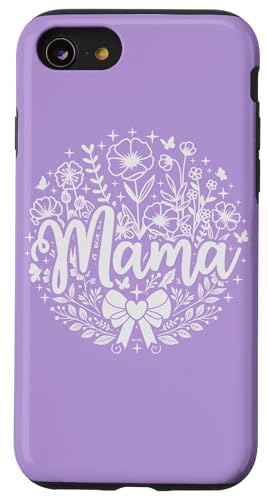 Hellviolettes Herz Mama Schleife Minimalistisch Floral Wildflower Hülle für iPhone SE (2020) / 7 / 8 von Botanical Wildflower Mama Mothers Day Gifts Co.