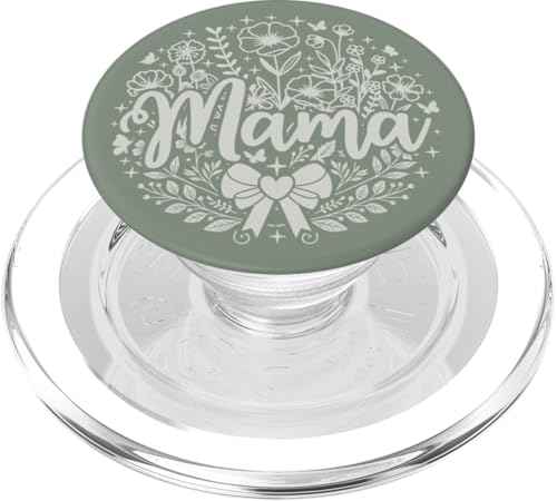 Mama Bow in Dusty Sage Heart mit minimalistischem Blumenmuster, Wildblumenmotiv, Mama PopSockets PopGrip für MagSafe Mama Bow in Dusty Sage Heart mit minimalistischem Blumenmuster, Wildblumenmotiv, Mama PopSockets PopGrip für MagSafe von Botanical Wildflower Mama Mothers Day Gifts Co.