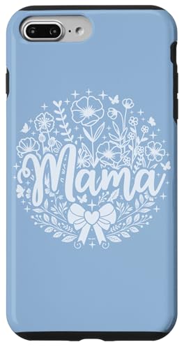 Pastell Baby Blue Heart Mama Bow Minimalist Floral Wildflower Hülle für iPhone 7 Plus/8 Plus von Botanical Wildflower Mama Mothers Day Gifts Co.