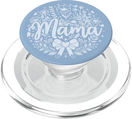 Pastell Baby Blue Heart Mama Bow Minimalist Floral Wildflower PopSockets PopGrip für MagSafe Pastell Baby Blue Heart Mama Bow Minimalist Floral Wildflower PopSockets PopGrip für MagSafe von Botanical Wildflower Mama Mothers Day Gifts Co.
