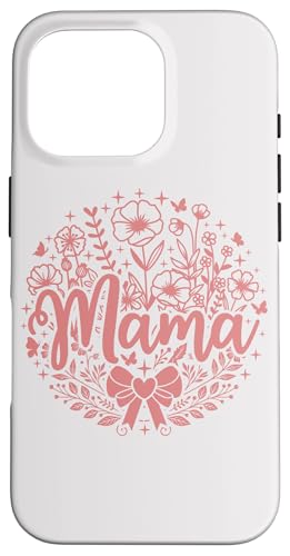 Rose White Heart Mama Schleife Minimalistisch Floral Wildflower Mama Hülle für iPhone 16 Pro von Botanical Wildflower Mama Mothers Day Gifts Co.