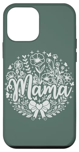 Salbeigrün Herz Mama Schleife Minimalistisch Floral Wildflower Mama Hülle für iPhone 12 mini von Botanical Wildflower Mama Mothers Day Gifts Co.
