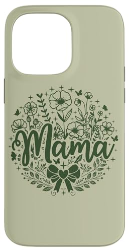 Salbeigrün Herz Mama Schleife Minimalistisch Floral Wildflower Mama Hülle für iPhone 14 Pro Max von Botanical Wildflower Mama Mothers Day Gifts Co.
