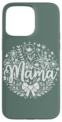 Salbeigrün Herz Mama Schleife Minimalistisch Floral Wildflower Mama Hülle für iPhone 15 Pro Max von Botanical Wildflower Mama Mothers Day Gifts Co.