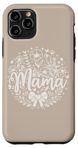 Sandbeige Hellbraun Herz Mama Schleife Minimalistisch Floral Wildflower Hülle für iPhone 11 Pro von Botanical Wildflower Mama Mothers Day Gifts Co.