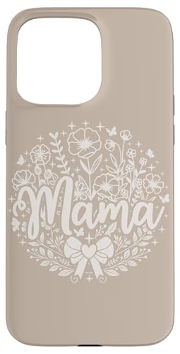 Sandbeige Hellbraun Herz Mama Schleife Minimalistisch Floral Wildflower Hülle für iPhone 15 Pro Max von Botanical Wildflower Mama Mothers Day Gifts Co.