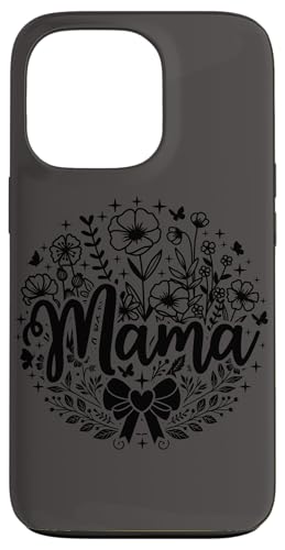 Schwarz Grau Herz Mama Schleife Minimalistisch Floral Wildflower Mama Hülle für iPhone 13 Pro von Botanical Wildflower Mama Mothers Day Gifts Co.