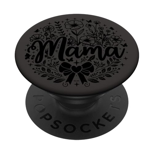 Schwarz Grau Herz Mama Schleife Minimalistisch Floral Wildflower Mama PopSockets Klebender PopGrip Schwarz Grau Herz Mama Schleife Minimalistisch Floral Wildflower Mama PopSockets Klebender PopGrip von Botanical Wildflower Mama Mothers Day Gifts Co.