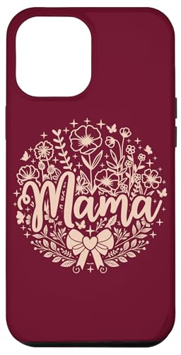 Weinrotes Herz Mama Schleife Minimalistisch Floral Wildflower Mama Hülle für iPhone 12 Pro Max von Botanical Wildflower Mama Mothers Day Gifts Co.