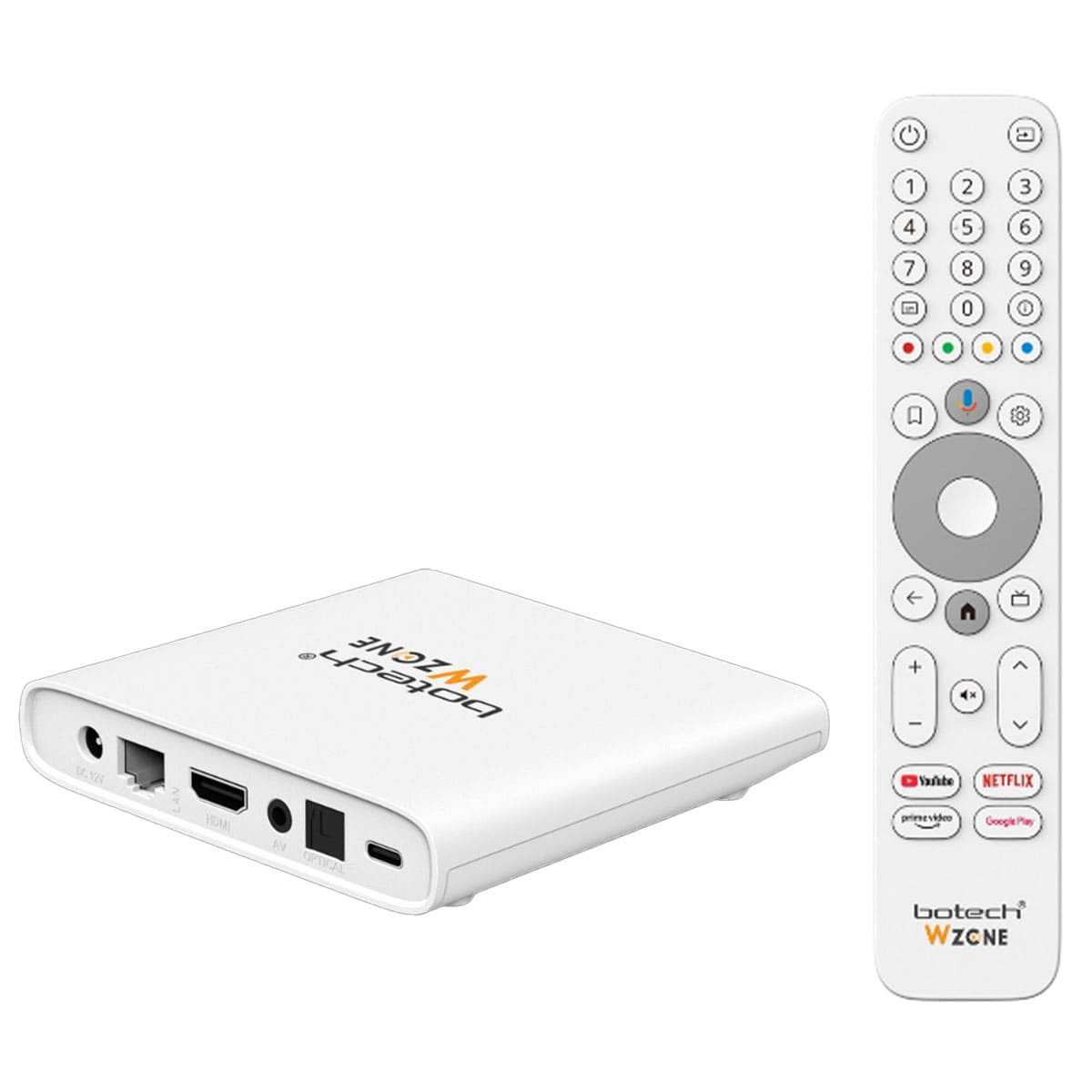 GigaBlue Botech WZone 4K UHD Android 12 TV Mediaplayer Weiß (HDR WiFi5 Dolby Sprachfernbedienung) von Gigablue
