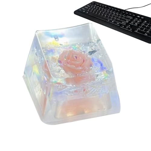 Botiniv Tastatur-Tastenkappen aus Harz,Tastenkappen aus Harz | Resin Camellia Rose Sa Profil Schlüsselkappe - Durchscheinend durchscheinend, DIY-Ersatz, Sa-Profil, Esc-Tastenkappe für mechanische von Botiniv