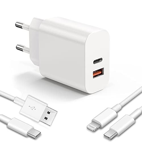 20W Netzteil - Bouge USB C Ladegerät Kompatibel mit iPhone 14/13/12/11 Pro/Pro Max/Mini iPad Galaxy S22/S21/S20 Pixel 5/6/7 Huawei P40/P30/P30 Schnellladegerät mit Dual Port von Bouge