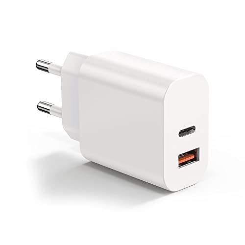 USB C Ladegerät 30W 2 Anschlüsse [USB C + USB A], 30W PD Schnellladegerät und QC3.0 kompatibel mit Phone 14 13 12 Samsung S22 S21 Xiaomi Huawei von Bouge