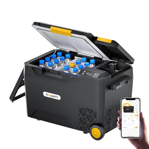 BougeRV CRX2 30L Kompressor Kühlbox (-20~20°C), Auto-Kühlschrank mit Batteriefach, Tragbarer Kühlschrank, 12/24V DC 100-240V AC, für Camping, Wohnmobil, Einkaufen (Keine Batterien enthalten) von BougeRV