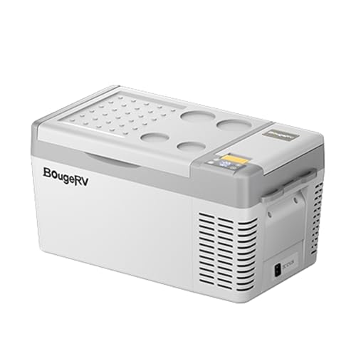 BougeRV Kompressor Kühlbox 20 L, tragbarer Auto-Kühlschrank (-22℃ bis 10℃), 12/24V DC und 110-240V AC, ideal für Auto, Camping und Reisen, Grau von BougeRV