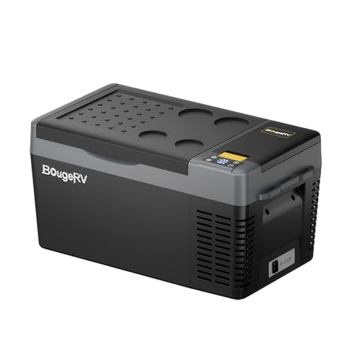 BougeRV Kompressor Kühlbox 20 L, tragbarer Auto-Kühlschrank (-22℃ bis 10℃), 12/24V DC und 110-240V AC, ideal für Auto, Camping und Reisen, Schwarz von BougeRV