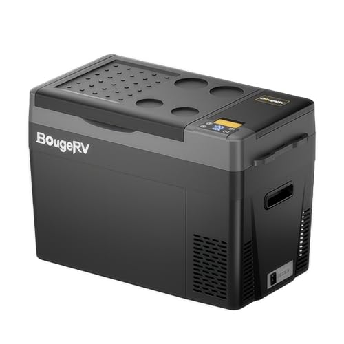 BougeRV Kompressor Kühlbox 29 L, tragbarer Auto-Kühlschrank (-22℃ bis 10℃), 12/24V DC und 110-240V AC, ideal für Auto, Camping und Reisen, Schwarz von BougeRV