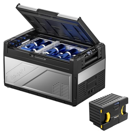 BougeRV Rocky 39L Kompressor Kühlbox Auto mit Akku Aufladbarem Solarbetrieben, Zweizonen-Temperaturregelung APP-Steuerung, Akkubetrieben Auto Kühlschrank mit Batterie 12/24V 230V für Camping Boot BougeRV Rocky 39L Kompressor Kühlbox Auto mit Akku Aufladbarem Solarbetrieben, Zweizonen-Temperaturregelung APP-Steuerung, Akkubetrieben Auto Kühlschrank mit Batterie 12/24V 230V für Camping Boot von BougeRV